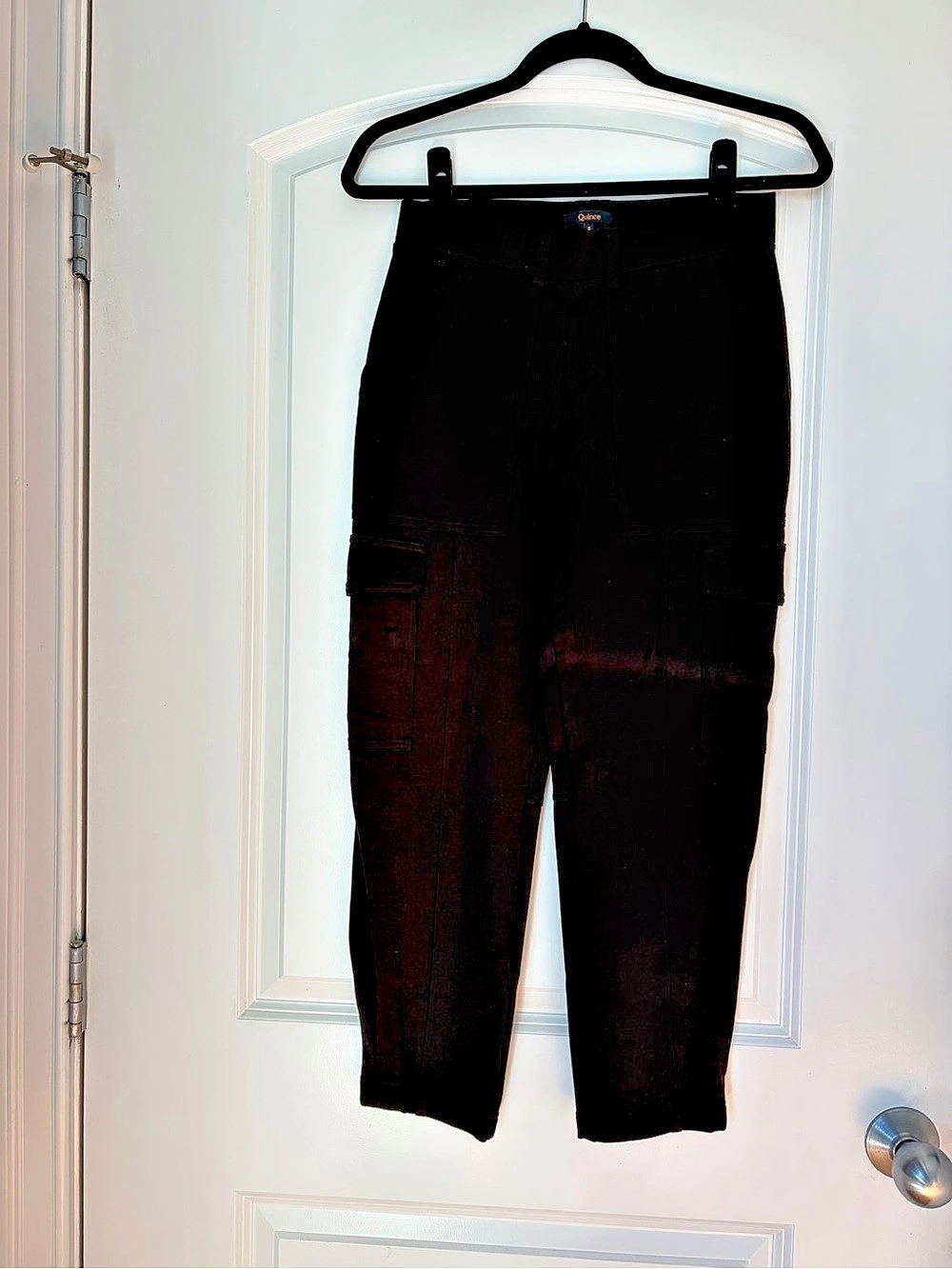 Quince Ultra-Stretch Ponte Tapered Cargo Pants Black Small